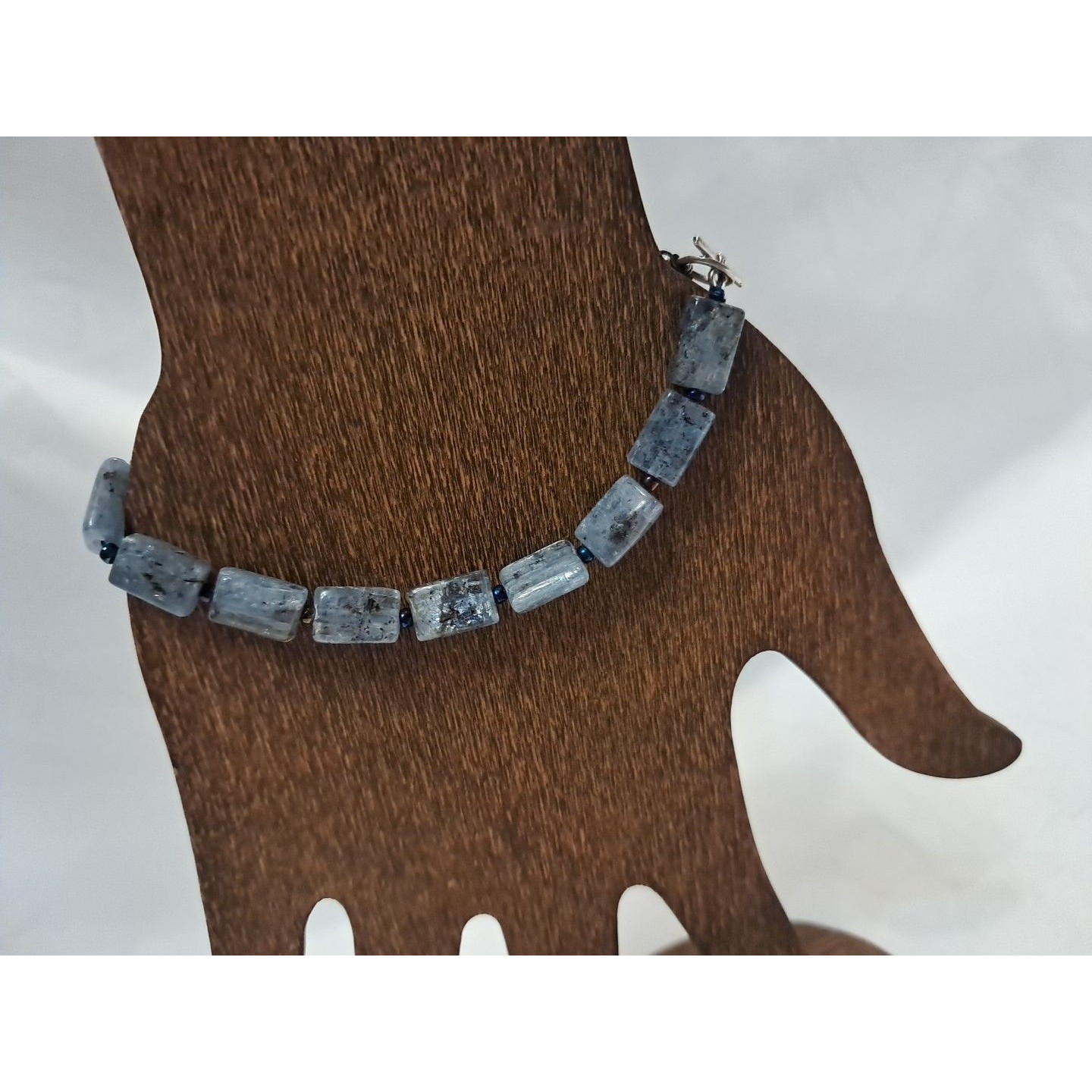Peyote Bird GrayBlue Tones Kyanite Flat Rectangles 75 Bracelet Toggle Nwt 34$